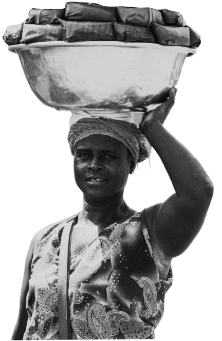 Market woman carrying a bowl